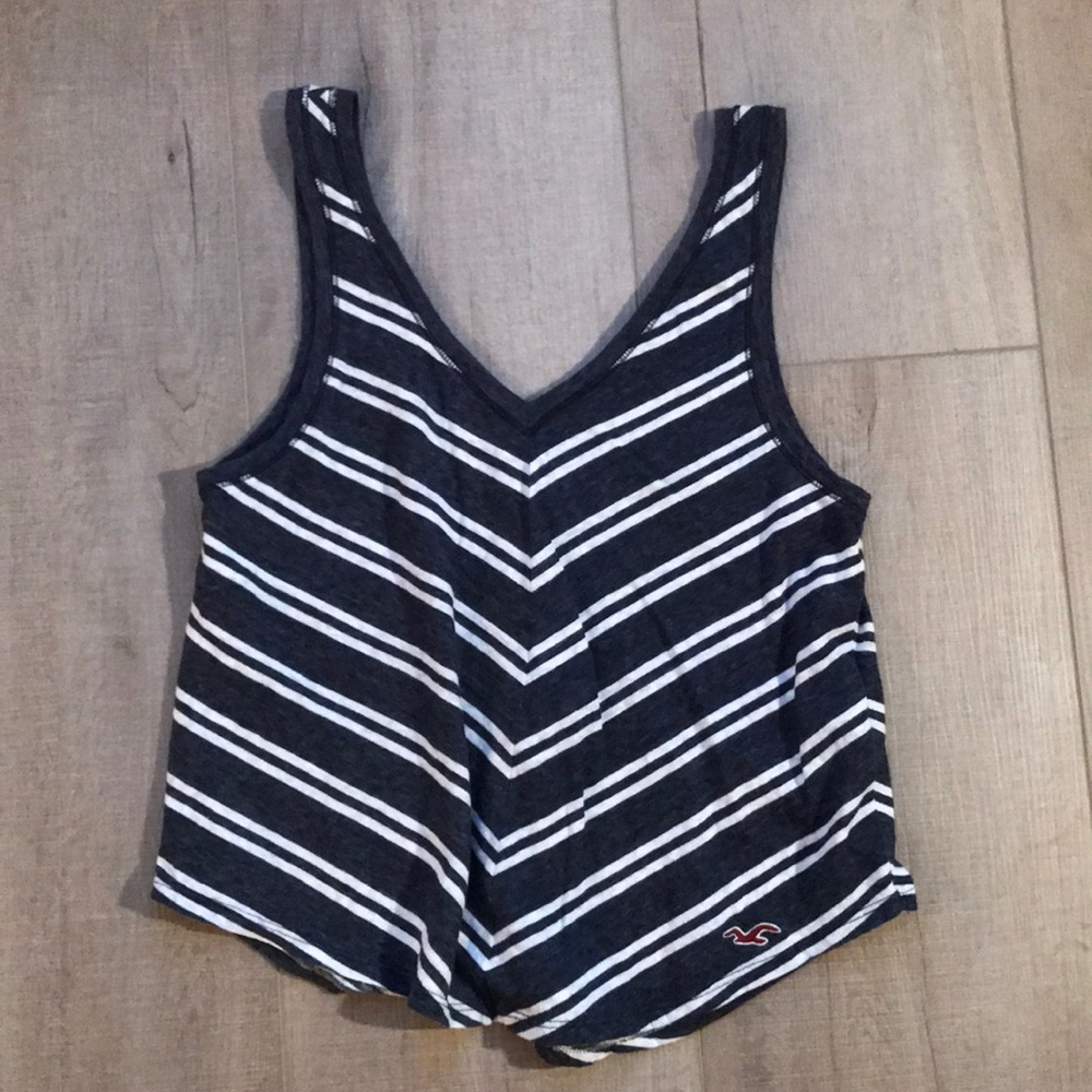 Hollister Blue and White Crop Top